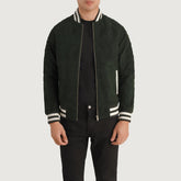 Pascal Suede Varsity Jacket In Green