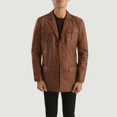 Ray Cutler Leather Blazer In Brown