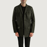 Ray Cutler Leather Blazer In Green