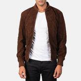 Shane Suede Bomber Jacket In Mocha