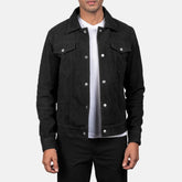 Stallon Suede Trucker Jacket In Black
