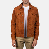 Stallon Suede Trucker Jacket In Brown