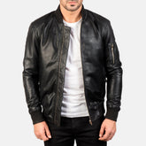 Bomia Ma-1 Black Leather Bomber