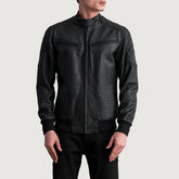 Sven Tumbled Leather Bomber Jacket In Black