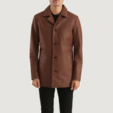 Urban Slate Leather Coat In Brown