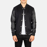 Vaxton Hybrid Varsity Jacket In Black