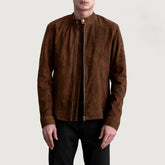 Zen Suede Biker Jacket In Brown