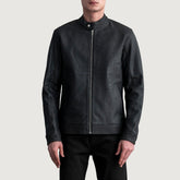 Zen Tumbled Leather Biker Jacket In Black