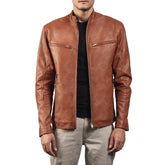 Men's Ionic Brown Leather Jacket - Braford Leather