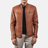 Ionic Biker Jacket Made From Brown Leather