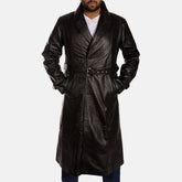 Hooligan Leather Trench Coat In Black