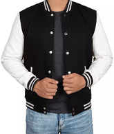 Men's Black & White Letterman Jacket - Baseball Bomber Style