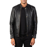 Tea House Leather Biker Jacket In Black