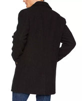 Men's Black Wool Single-Breasted Car Coat - Winter Overcoat
