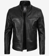 Men's Black Real Leather Jacket - Biker Style
