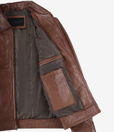 Reeves Men's Cognac Leather Harrington Jacket Crafted from Real Leather