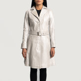 Moonlight Leather Trench Coat In Silver