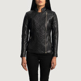 Orient Grain Quilted Leather Biker Jacket In Black