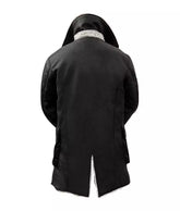 Men's Black Real Leather Bane Sherpa Coat, Swedish Winter Style