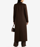 Rosario Women's Chocolate Brown Wool Trench Coat Collarless