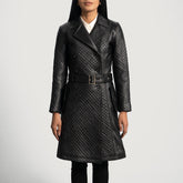 Sweet Susan Leather Trench Coat In Black