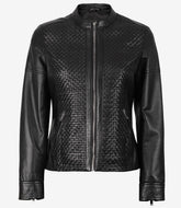 Maude Women's Black Textured Leather Jacket