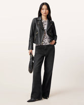 Womens Iconic Fit Black Moto Style Leather Jacket