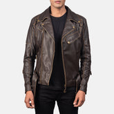 Vincent Leather Biker Jacket In Brown