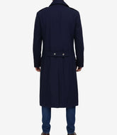 Wallace Men's Blue Double-Breasted Wool Overcoat