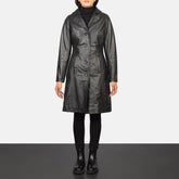 Alexis Leather Coat Black Single Breasted