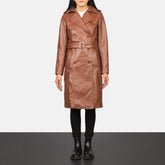Alice Leather Coat Brown Double Breasted