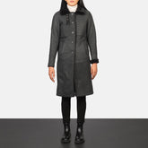 Alina Leather Coat Shearling Black