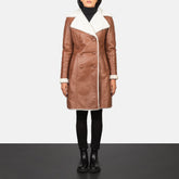 Amie Leather Coat Brown Double Breasted Shearling