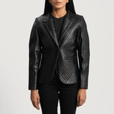Cora Quilted Leather Blazer In Black