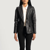 Selina Leather Blazer In Black