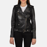 Zyra Street Biker Black Leather Jacket