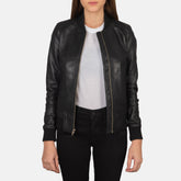 Elara Classic Women Black Leather Bomber