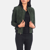 Bliss Green Suede Bomber