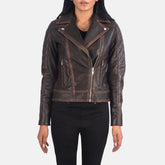 Carolyn Vintage Brown Quilted Biker