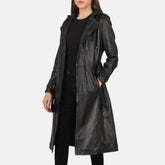 Fixon Hooded Trench Coat In Black