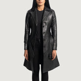 Moonlight Leather Trench Coat In Black
