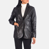 Norma Leather Blazer In Black
