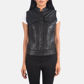 Rayne Moto Leather Vest In Black