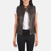 Rayne Moto Leather Vest In Brown