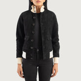 Sasha A1 Suede Bomber Jacket In Black