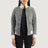 Sasha A1 Suede Bomber Jacket In Grey