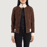 Sasha A1 Suede Bomber Jacket In Mocha