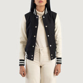 Savant Hybrid Varsity Jacket In Black & White