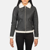 Sherilyn B-3 Leather Bomber Jacket In Black & White