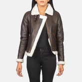 Sherilyn B-3 Leather Bomber Jacket In Brown